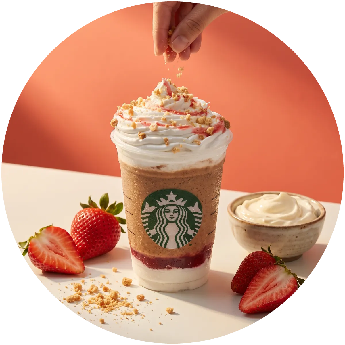Bebida de Fresa Cheesecake frappuccino en Starbucks