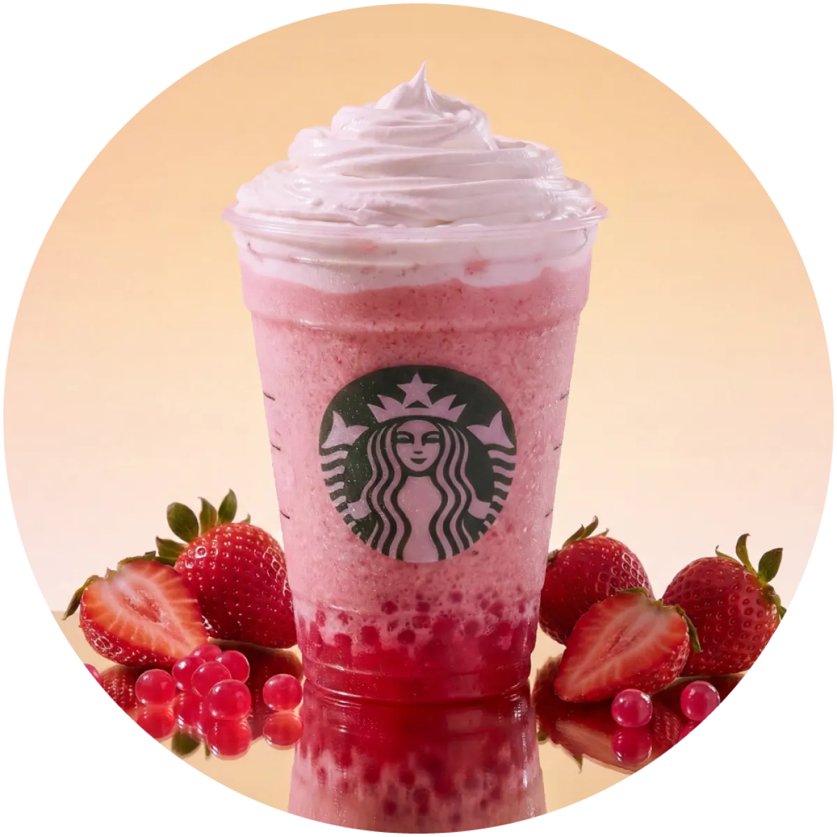 Fresa Cream Frappuccino con Perlas de Frambuesa