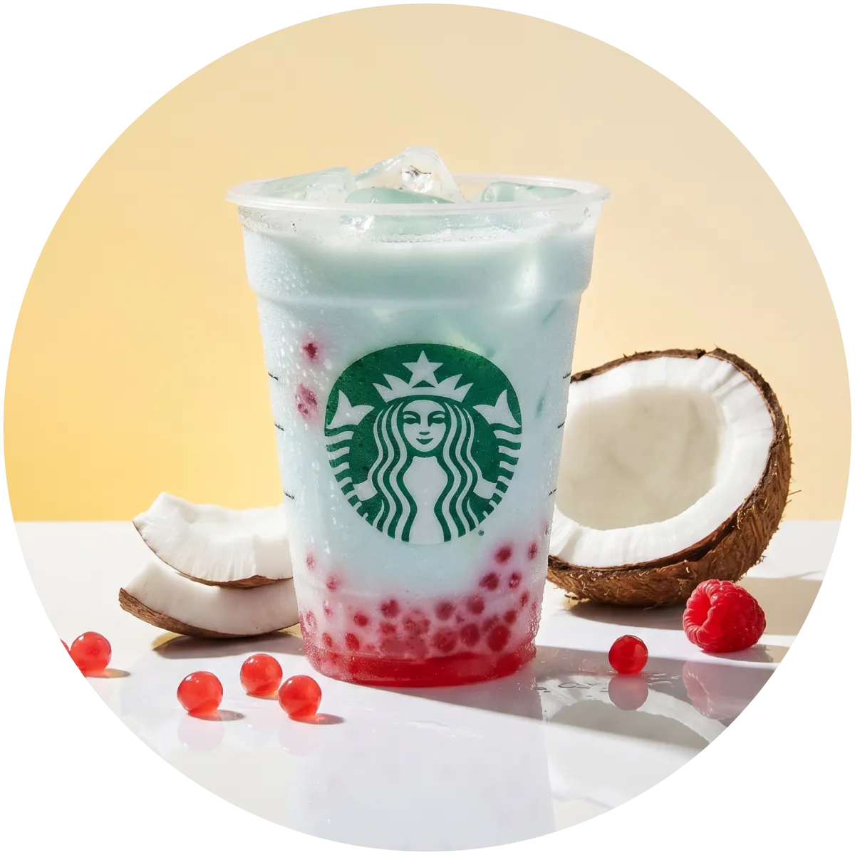 Berry Perlas coconut refresher, en leche de coco